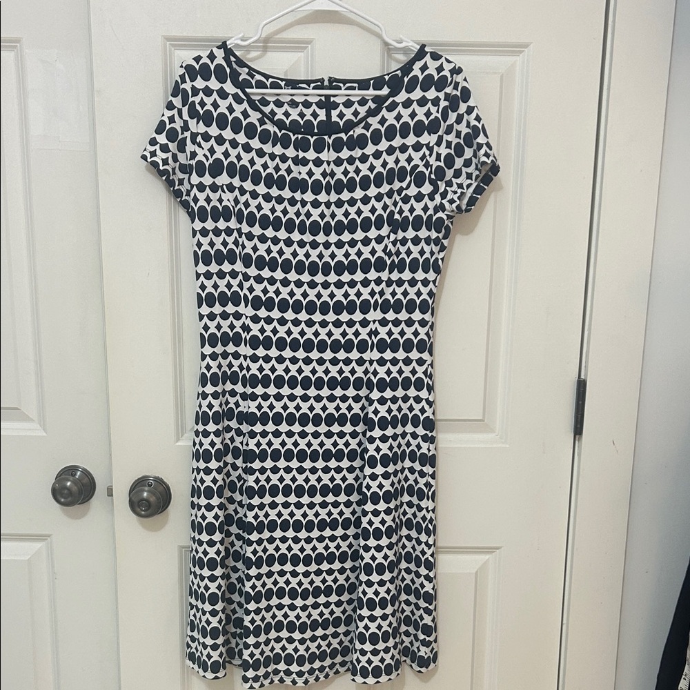 Talbots Black and White Patterned Midi Dress